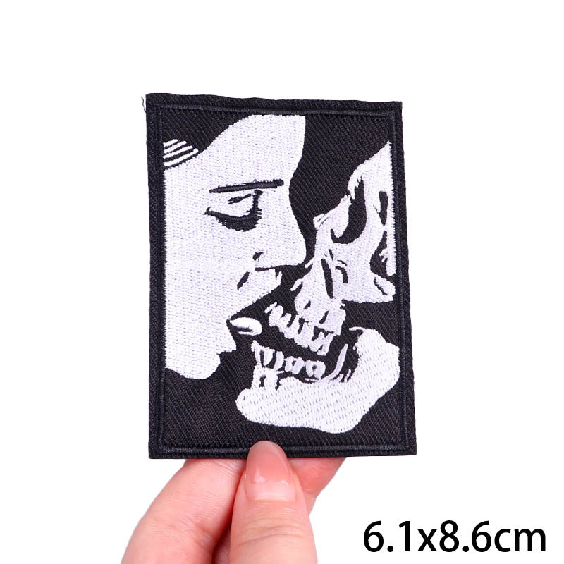 Punk Skull Patch Iron On Embroidered