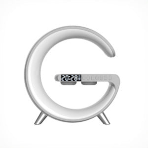 lampada con caricatore wireless e altoparlante