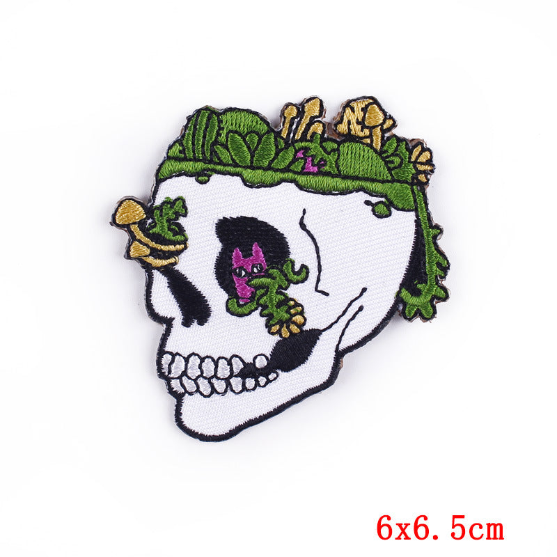Punk Skull Patch Iron On Embroidered